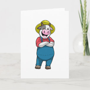 Cow as Farmer with Hat Card