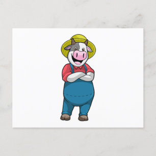Cow as Farmer with Hat Postcard