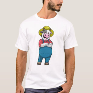 Cow as Farmer with Hat T-Shirt