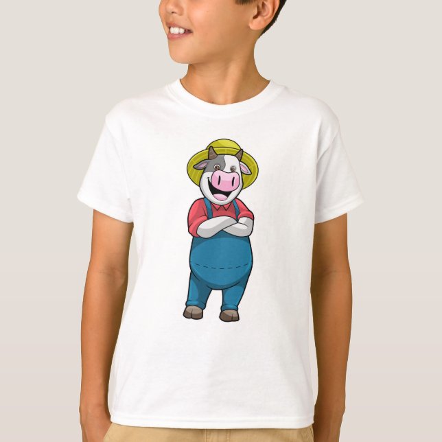 Cow as Farmer with Hat T-Shirt (Front)