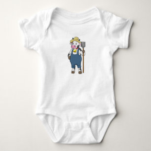 Cow as Farmer with Pitchfork Baby Bodysuit