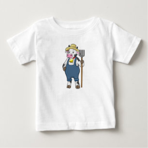 Cow as Farmer with Pitchfork Baby T-Shirt