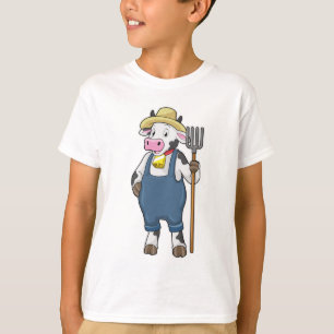 Cow as Farmer with Pitchfork T-Shirt