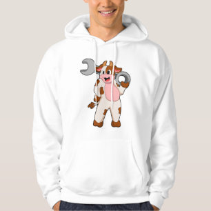 Cow as Mechanic with Wrench Hoodie