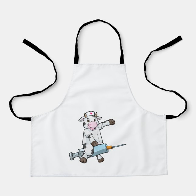 Cow as Nurse with Heart & Syringe Apron (Front)
