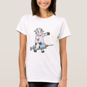 Cow as Nurse with Heart & Syringe T-Shirt