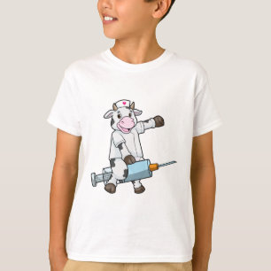 Cow as Nurse with Heart & Syringe T-Shirt