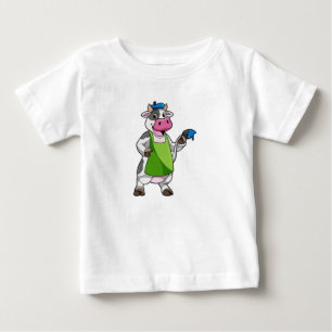 Cow as Painter with Paint & Apron Baby T-Shirt