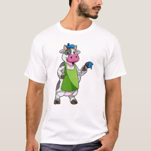 Cow as Painter with Paint & Apron T-Shirt