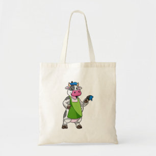 Cow as Painter with Paint & Apron Tote Bag