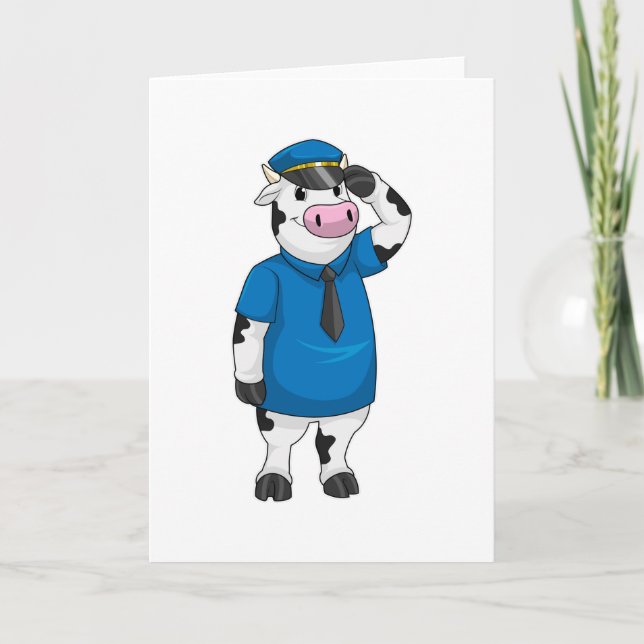 Cow as Police officer with Police hat Card (Front)