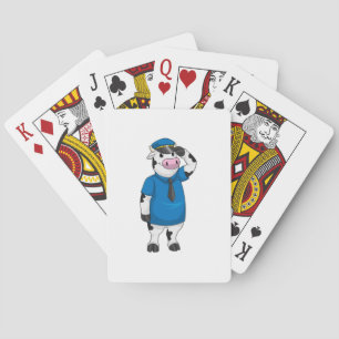 Cow as Police officer with Police hat Playing Cards