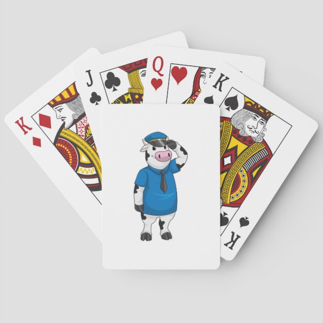 Cow as Police officer with Police hat Playing Cards (Back)