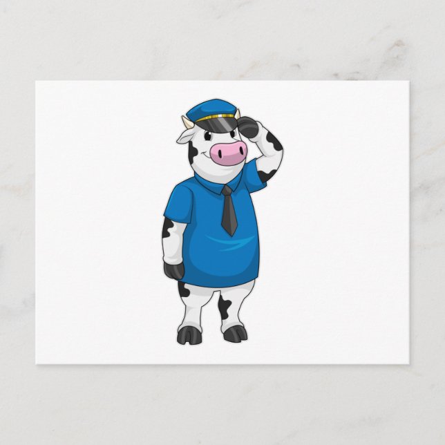 Cow as Police officer with Police hat Postcard (Front)