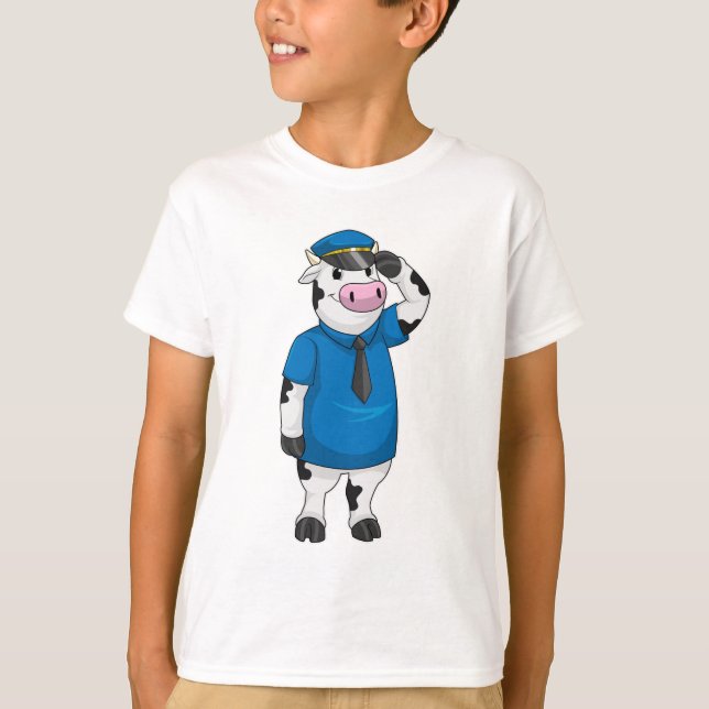 Cow as Police officer with Police hat T-Shirt (Front)
