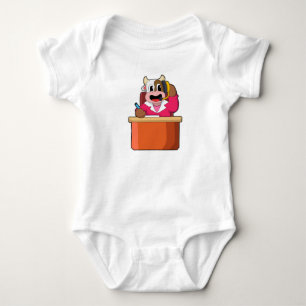 Cow as Secretary with Table Baby Bodysuit