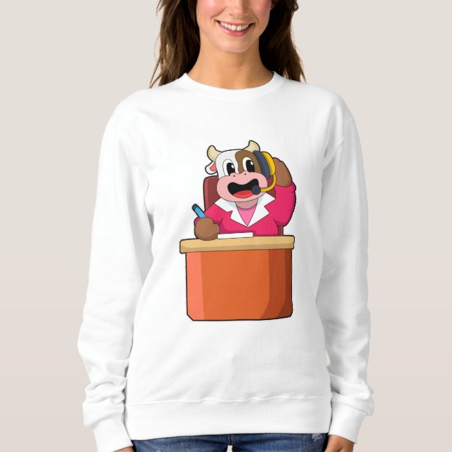 Cow as Secretary with Table Sweatshirt (Front)
