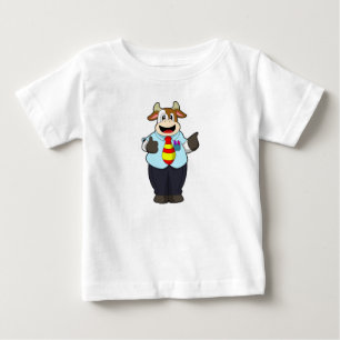 Cow as Teacher with Tie Baby T-Shirt