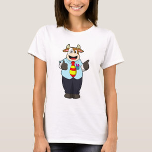 Cow as Teacher with Tie T-Shirt