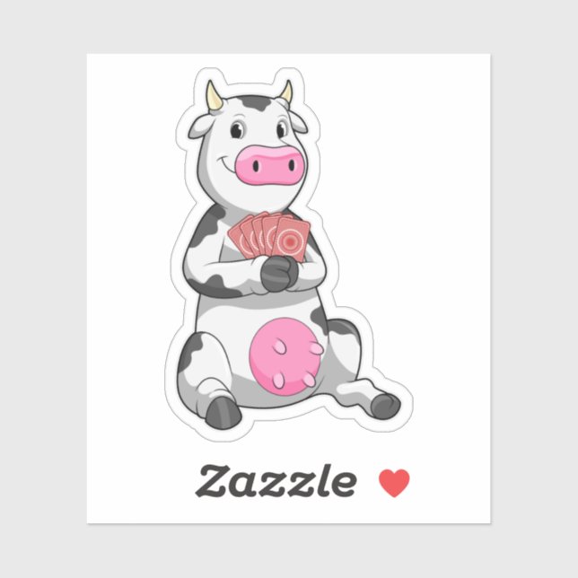 Cow at Poker with Poker cards (Sheet)
