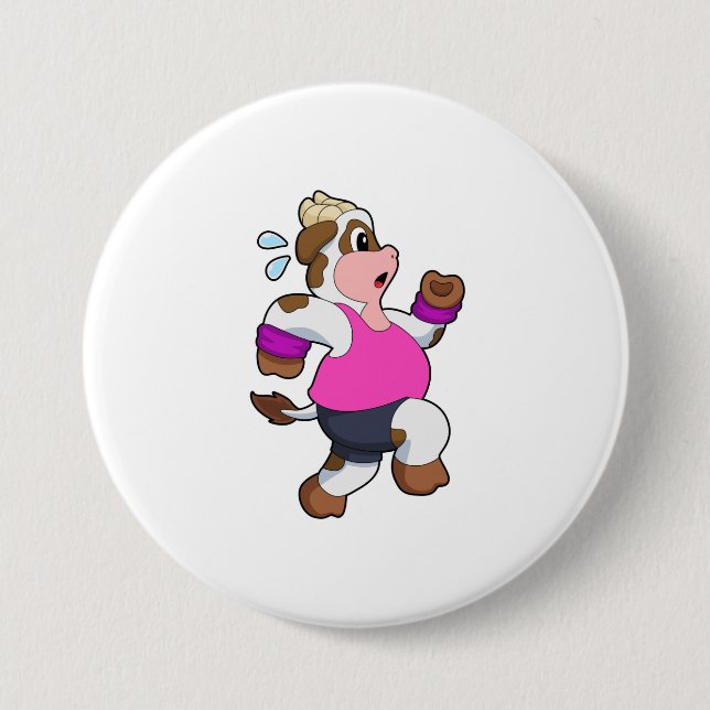 Cow at Running 7.5 Cm Round Badge (Front)