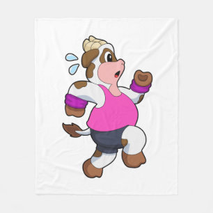 Cow at Running Fleece Blanket