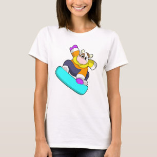 Cow at Snowboarding with Snowboard T-Shirt