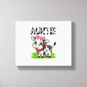 Cow Auntie Birthday Family Matching Girl Boy Farm  Canvas Print