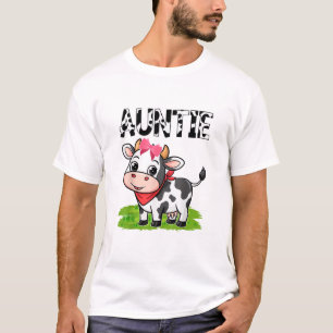 Cow Auntie Birthday Family Matching Girl Boy Farm T-Shirt