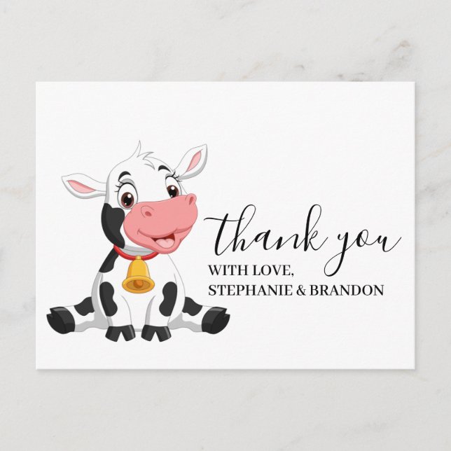 Cow Baby Cute Thank You  Card (Front)