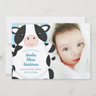 Cow Baby Shower Blue Invitation