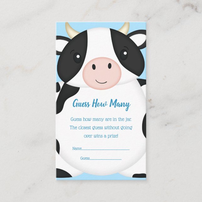 Cow Baby Shower Farm  Enclosure Card (Front)