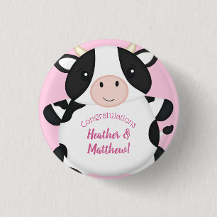 Cow Baby Shower Farm Pink Girl 3 Cm Round Badge