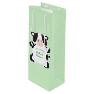 Cow Baby Shower Farm Wine Gift Bag