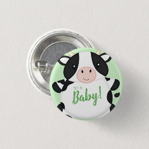Cow Baby Shower Green 3 Cm Round Badge