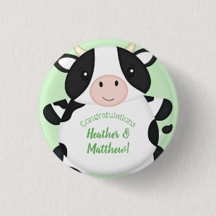 Cow Baby Shower Green 3 Cm Round Badge