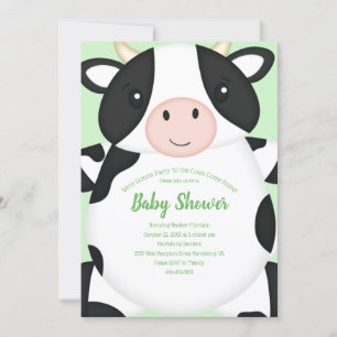 Cow Baby Shower Green Invitation