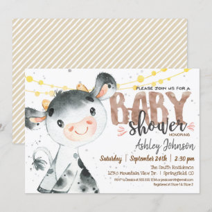 Cow Baby Shower invitation, Boy, Farm Invitation