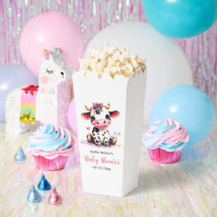 Cow Baby Shower Minimalist Pink Girl baby shower Favour Box