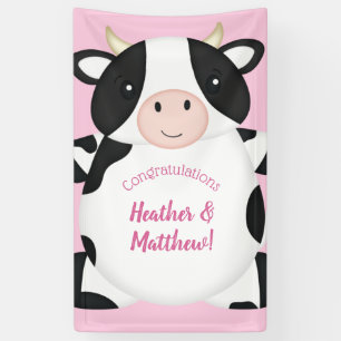 Cow Baby Shower Pink Banner