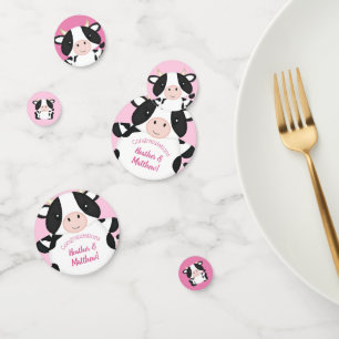 Cow Baby Shower Pink Confetti