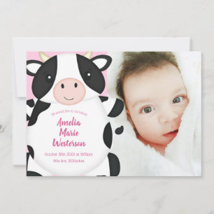 Cow Baby Shower Pink Invitation