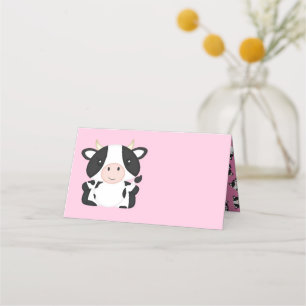 Cow Baby Shower Pink Place Card