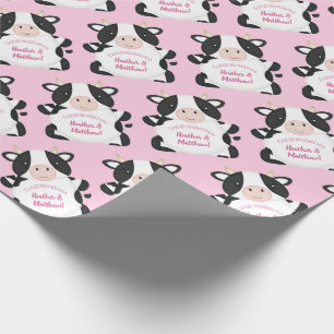 Cow Baby Shower Pink Wrapping Paper