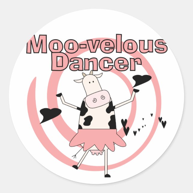 Cow Ballerina Tshirts and Gifts Classic Round Sticker (Front)