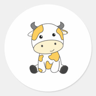 Cow Banana Kawaii Retro Japanese Banana Cows Classic Round Sticker