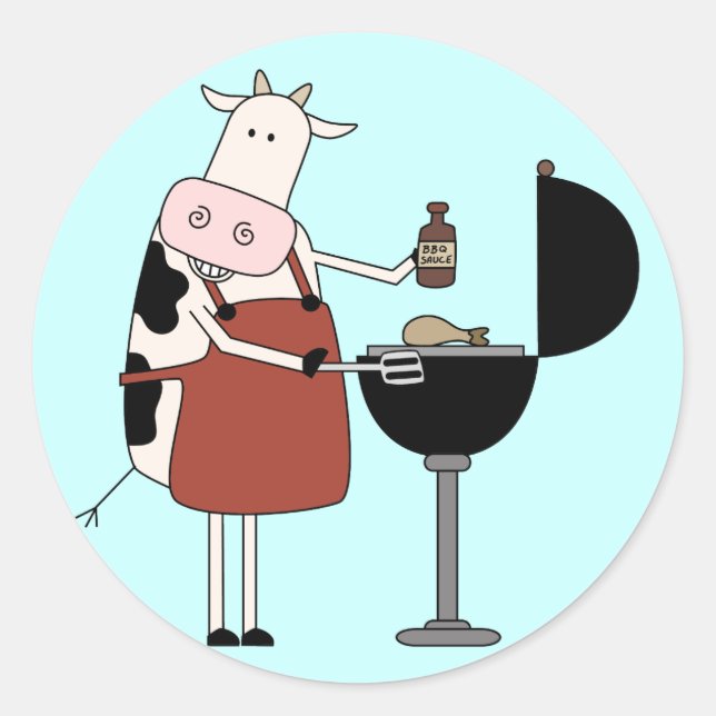 Cow Barbeque Tshirts and Gifts Classic Round Sticker (Front)