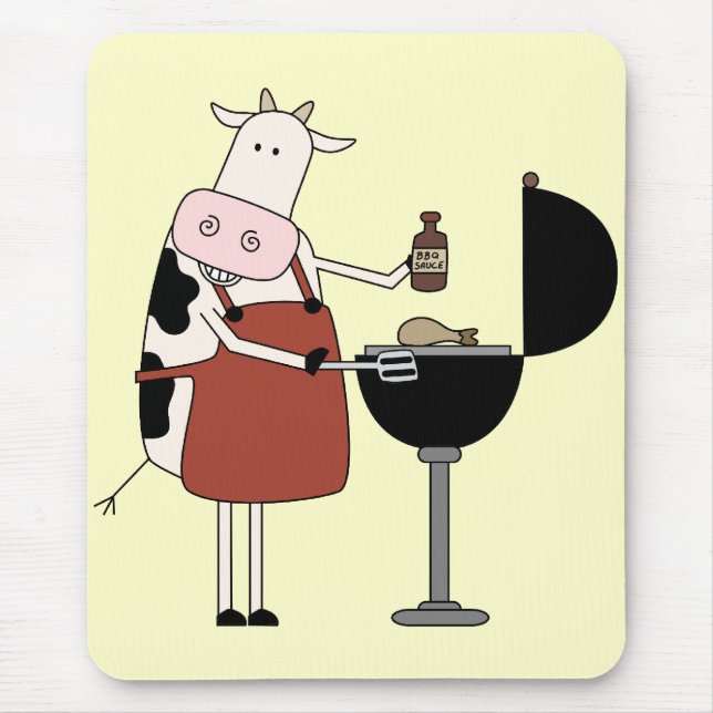 Cow Barbeque Tshirts and Gifts Mouse Mat (Front)