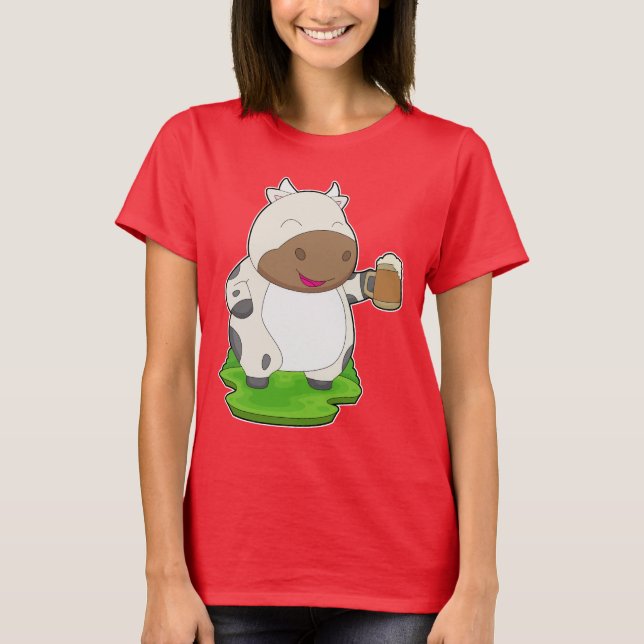 Cow Beer mug Beer T-Shirt (Front)