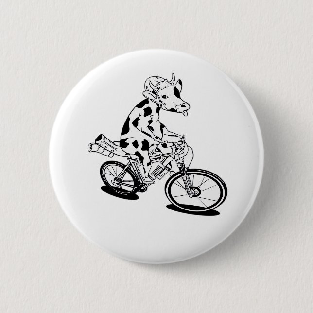 Cow Bikepacking Classic T-Shirt 6 Cm Round Badge (Front)